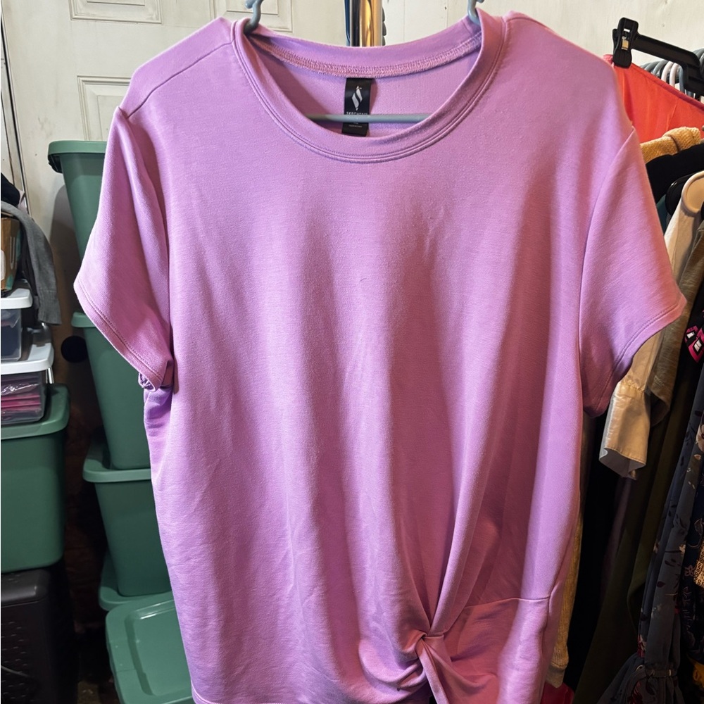 Skechers Lavender Short-Sleeve Twist Front Tee